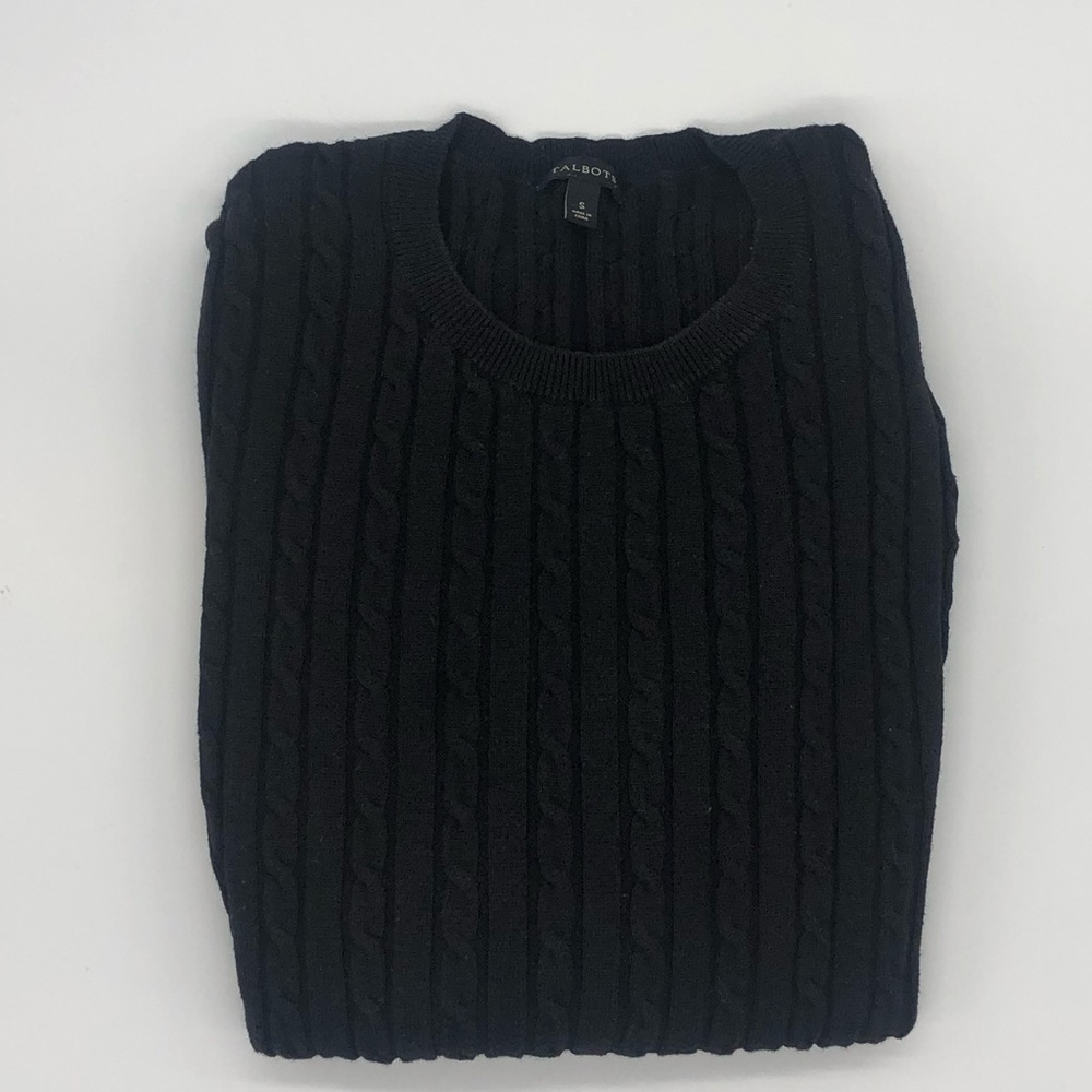 Talbots black ribbed long sleeve sweater Small